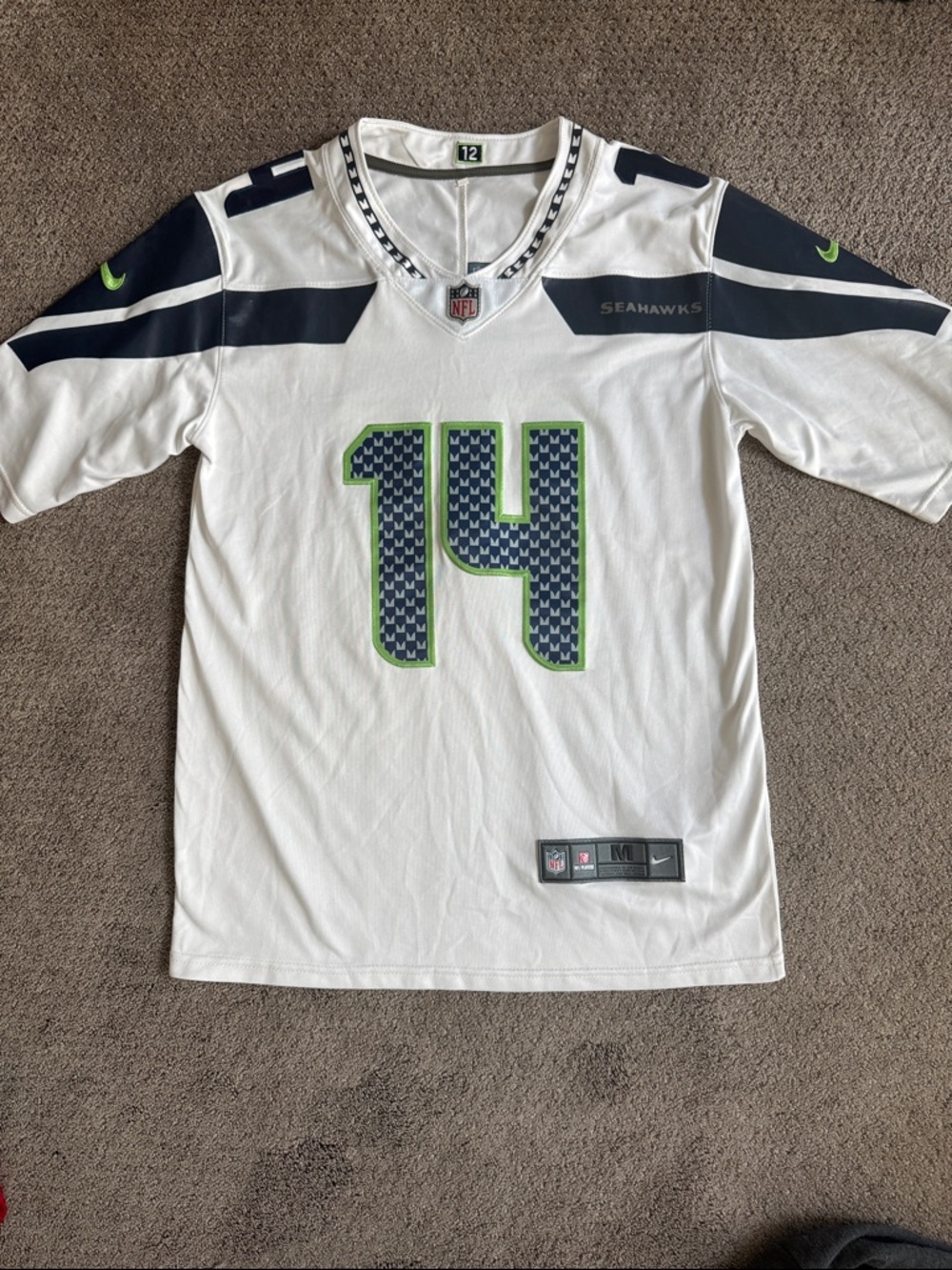Nike White Seattle Seahawks #14 Football Jersey Metcalf